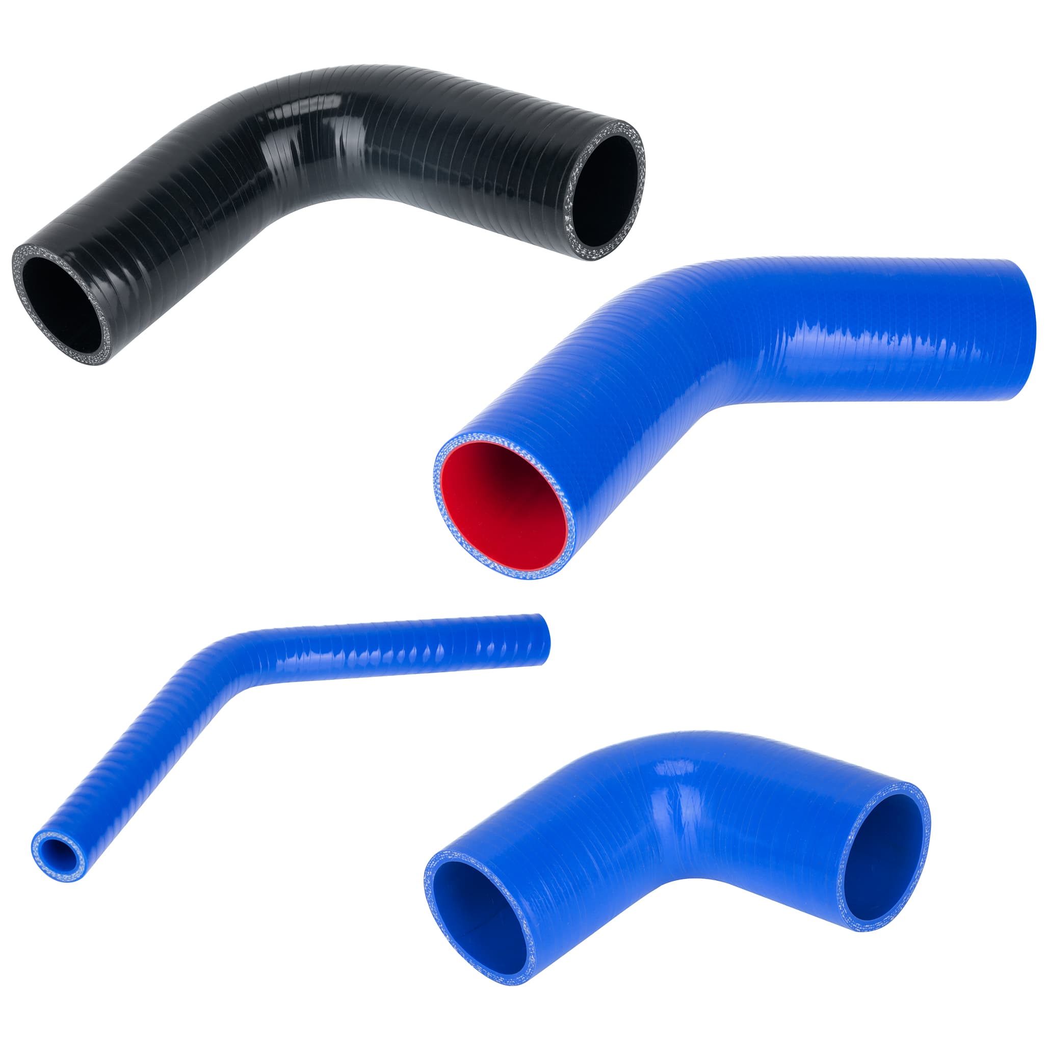 Blue and black silicone hoses